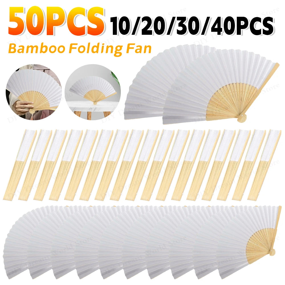 1-50PCS  Bamboo Folding Fan