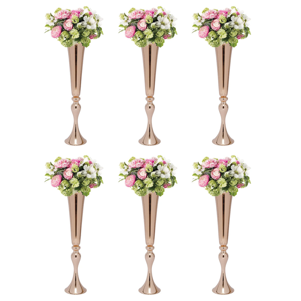 6 PCS - Gold Trumpet Vases