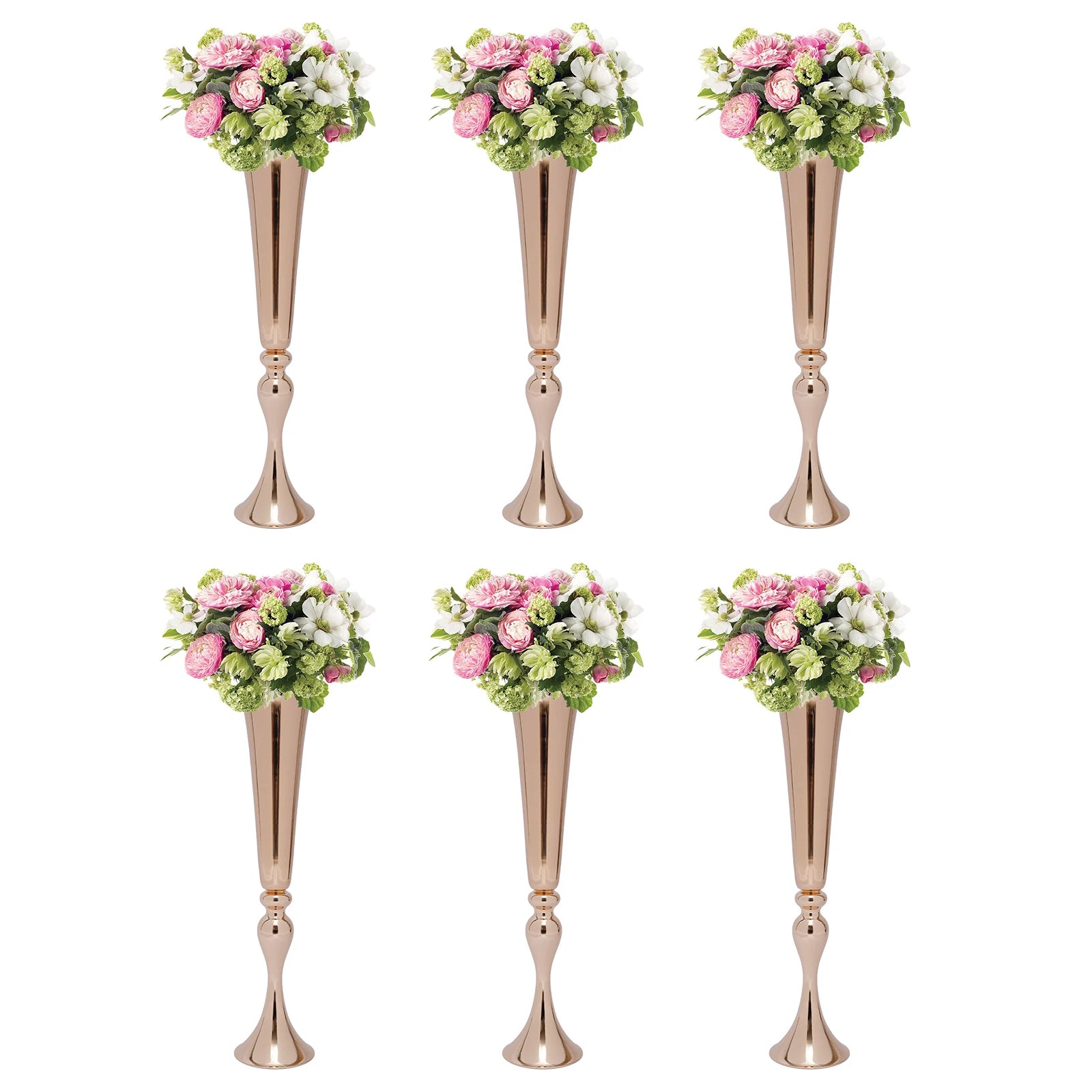 6 PCS - Gold Trumpet Vases