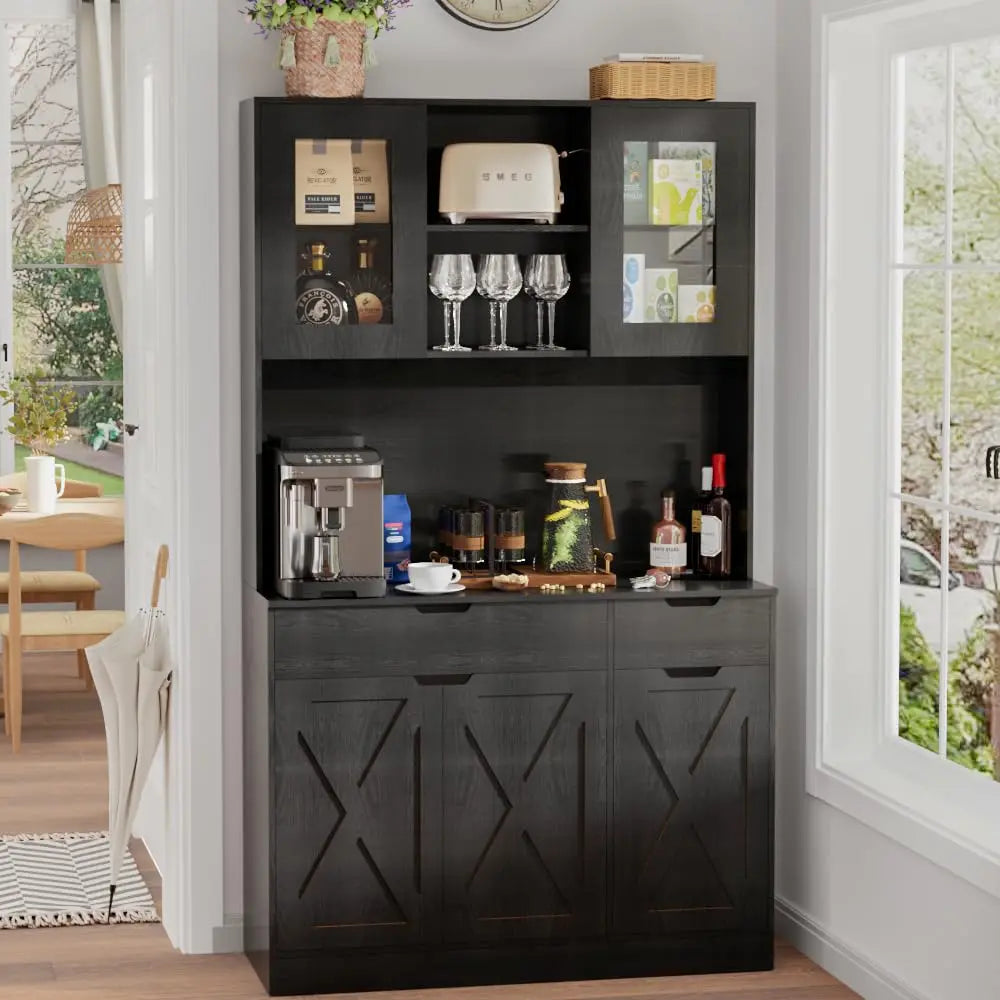 71" Tall  Hutch Microwave Stand Charging Station