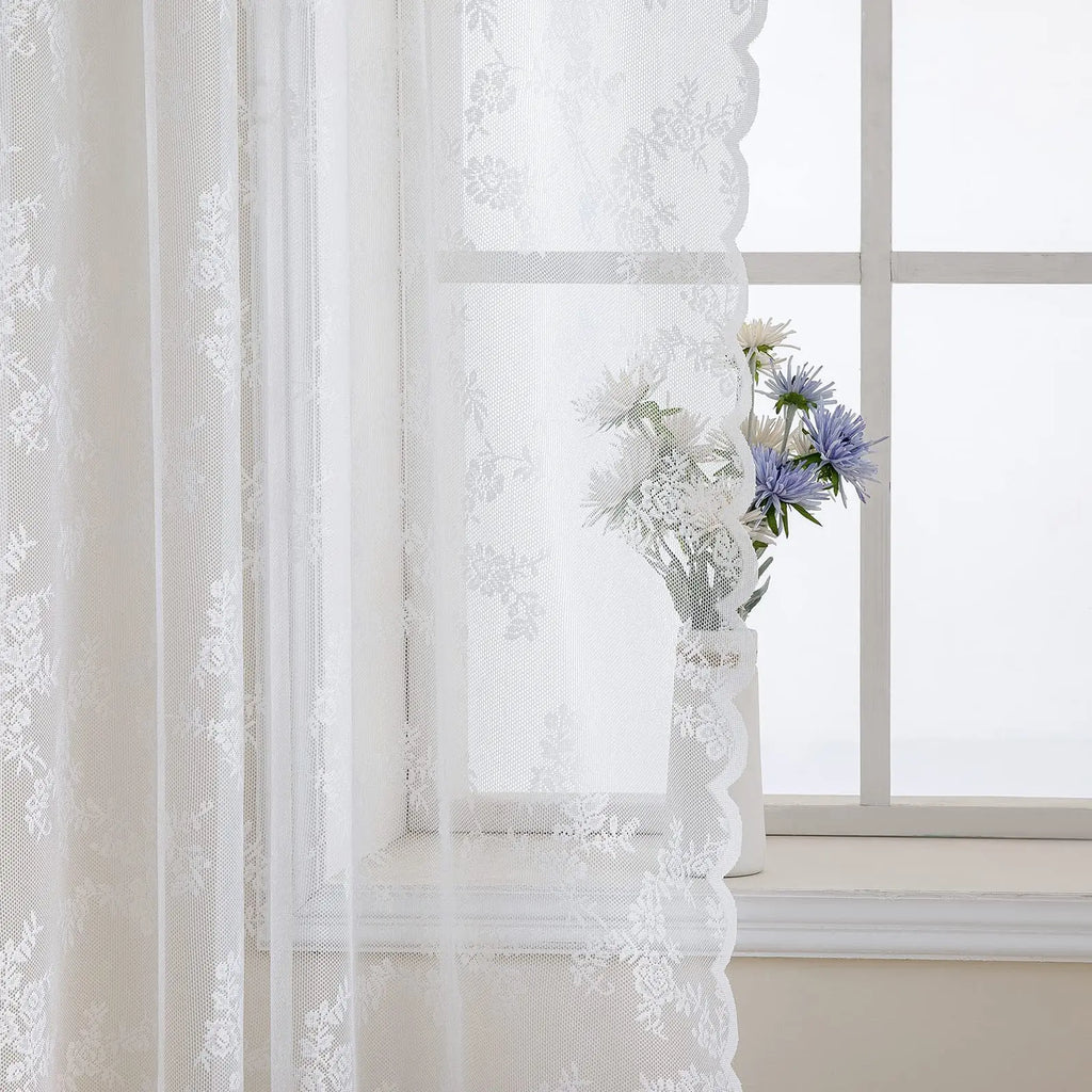 Vintage Lace Floral Chiffon Curtains