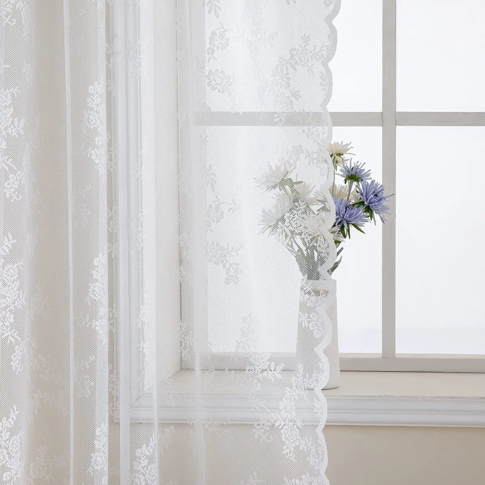 Vintage Lace Floral Chiffon Curtains