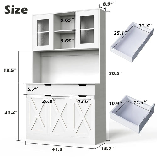 71" Tall  Hutch Microwave Stand Charging Station