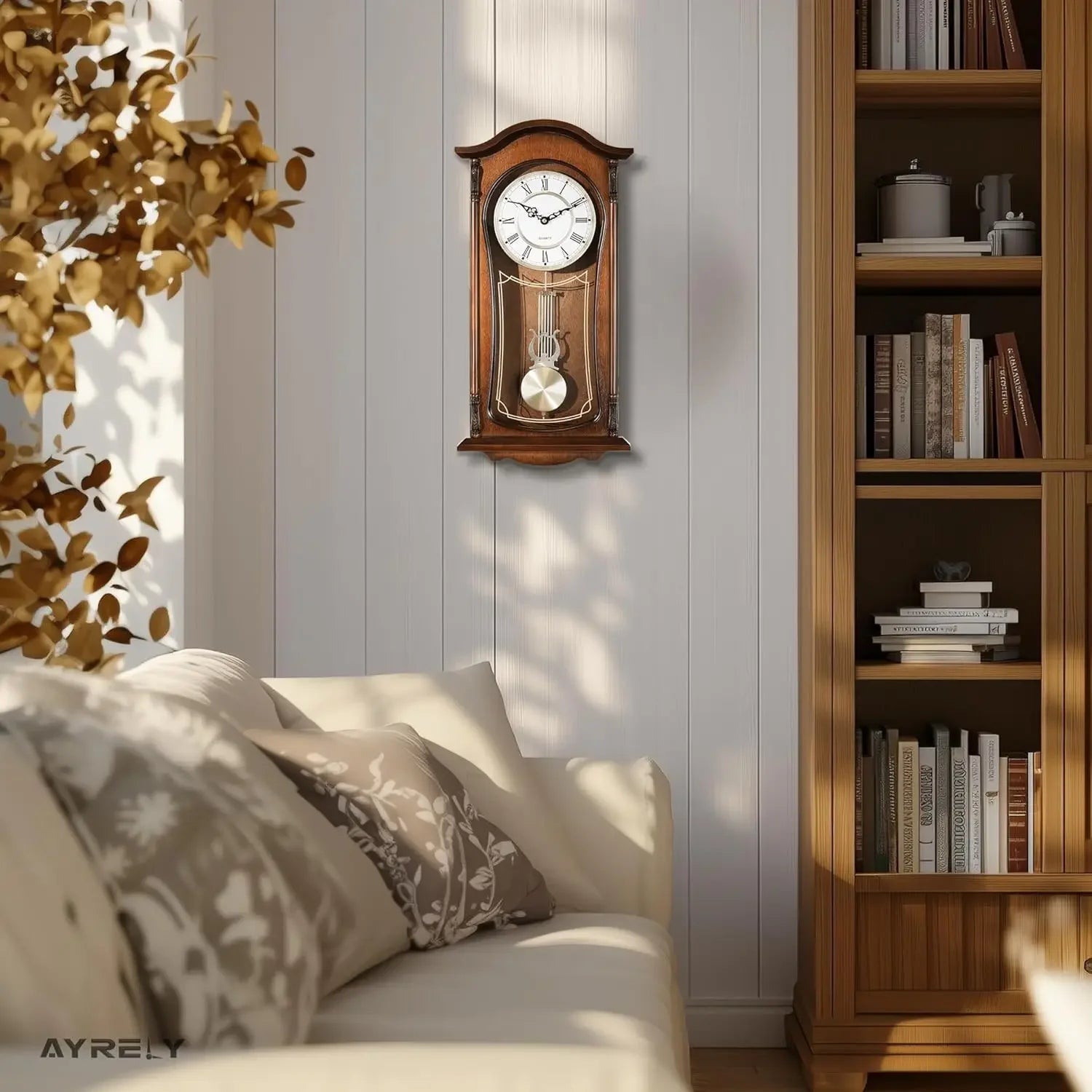 Grandfather Vintage Wall Clock with Pendulum and Chime