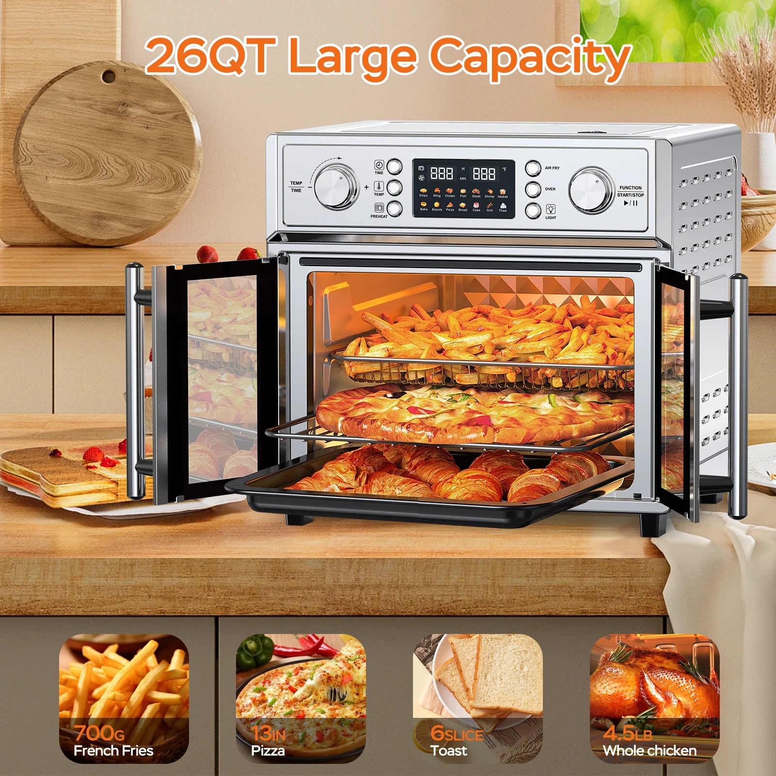 29.5QT 7-in-1 Air Fryer Toaster Oven