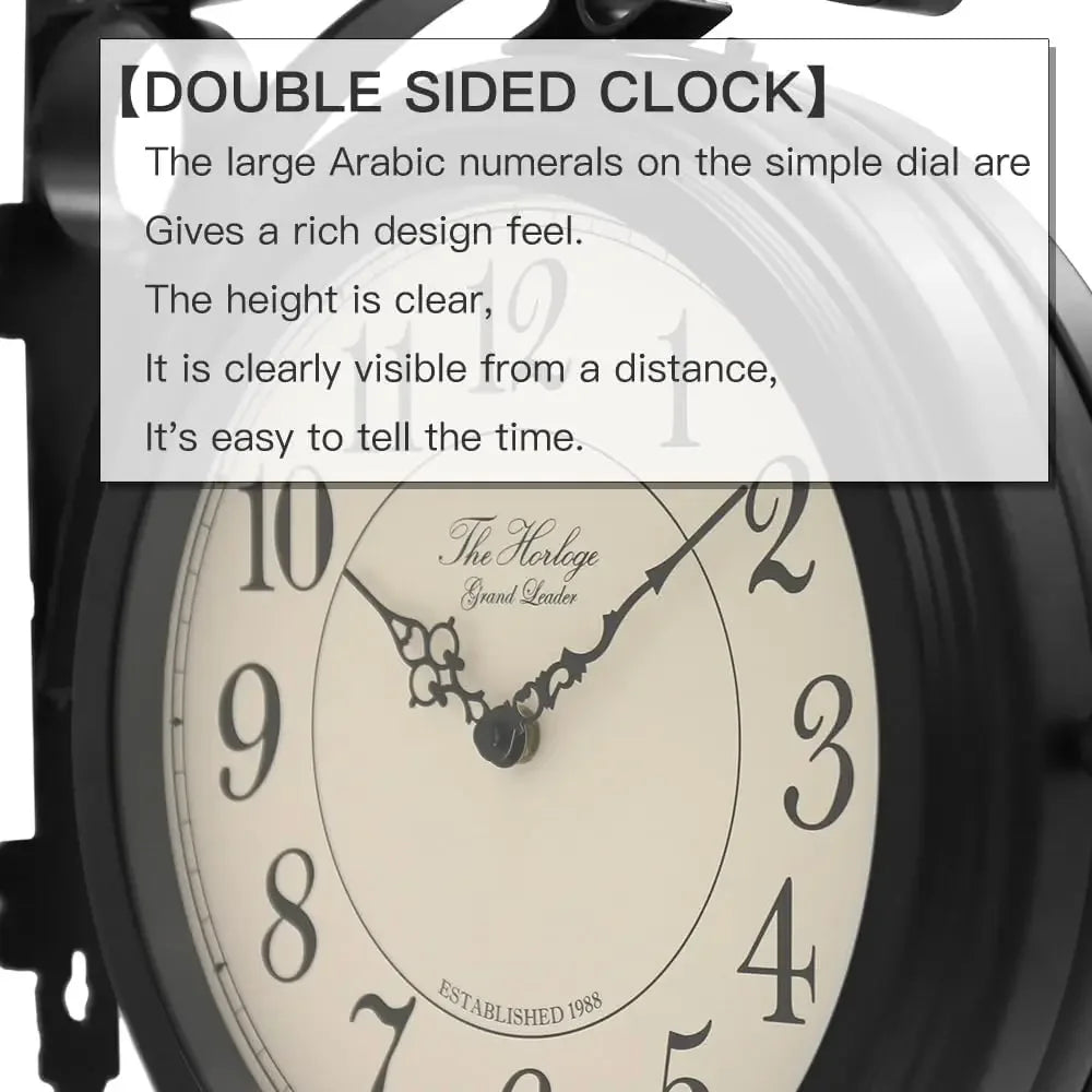 Double Sided Metal Wall Clock