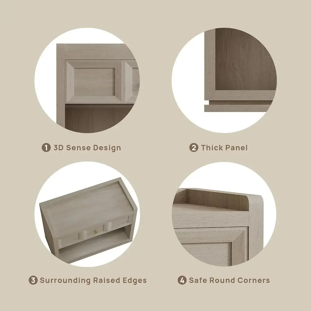 Pair of 26 Wide Grey White Oak Nightstands