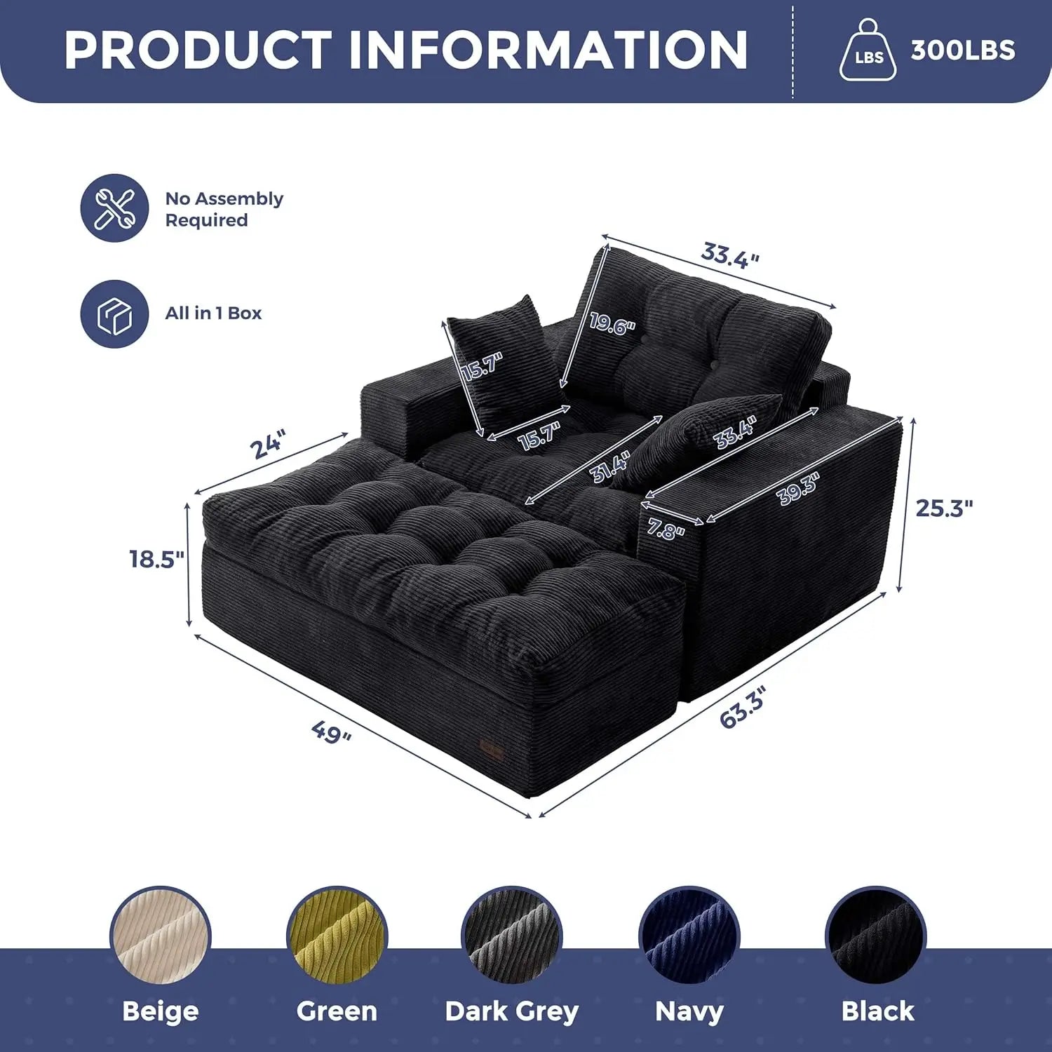 Oversized Chaise Lounge Sofa