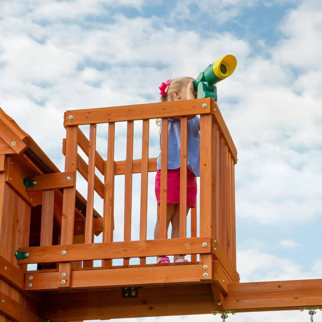 II Cedar Wood Swing Set with Wave Slide