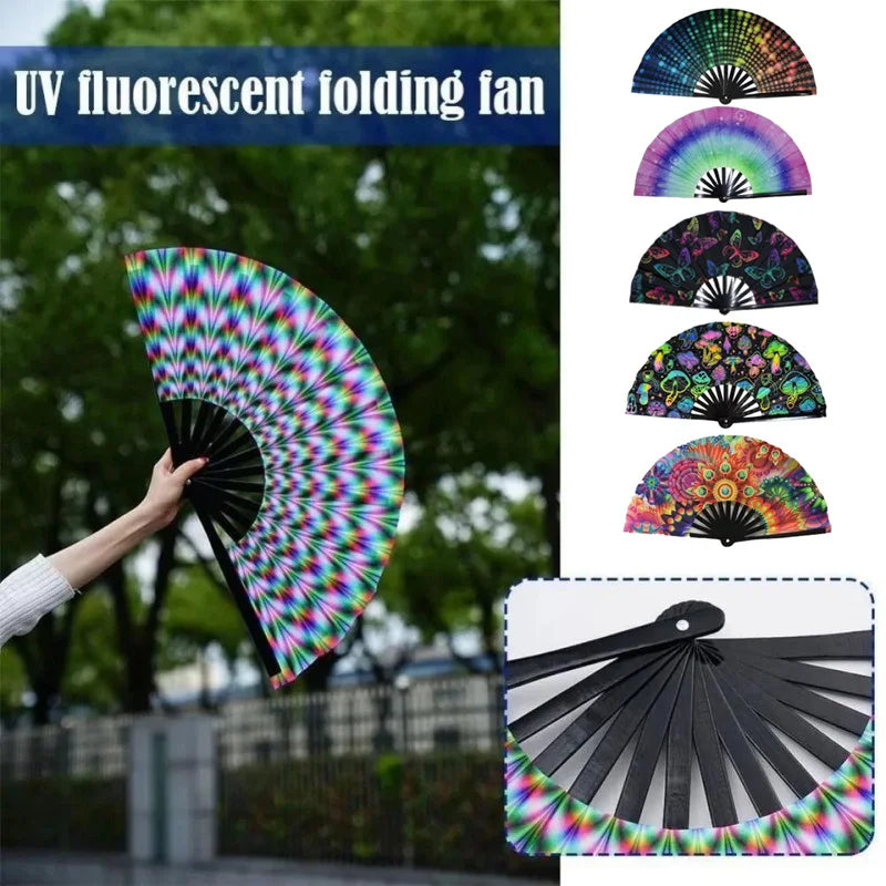 Folding Fan Bright Color Rainbow