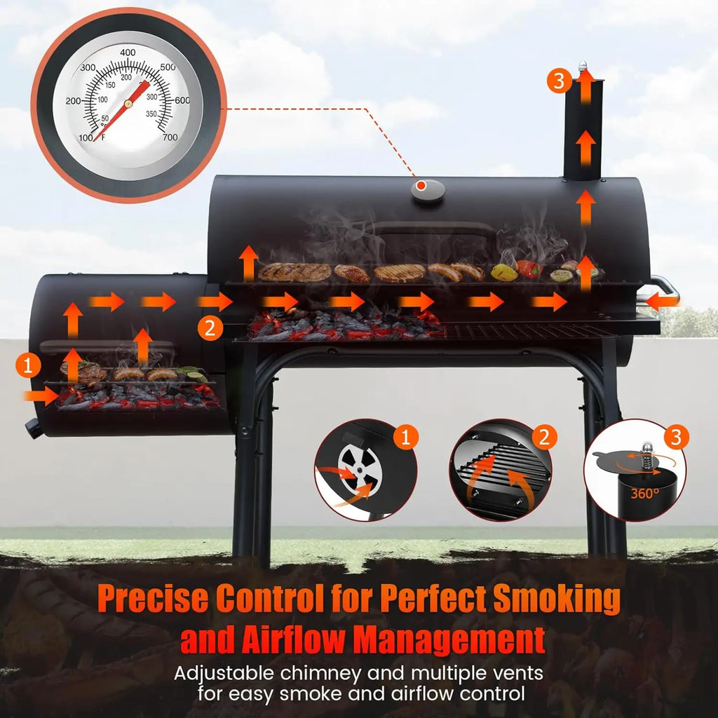Spacious Barrel Charcoal BBQ Grill