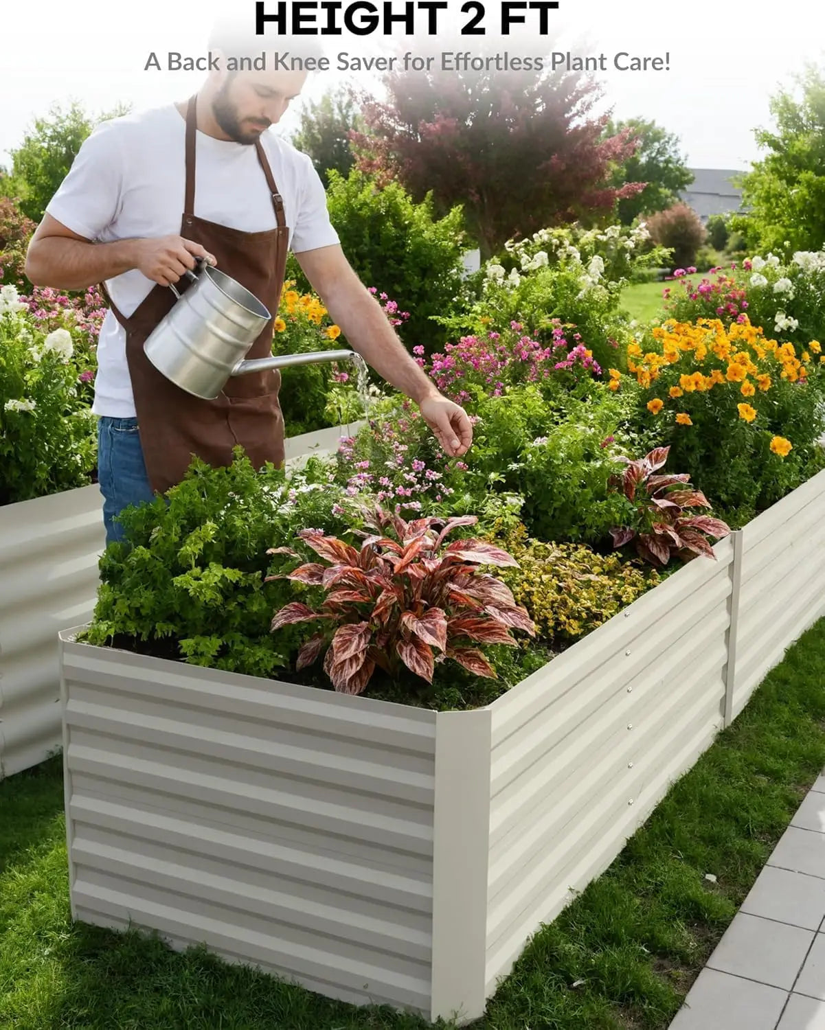 6x3x2, 8x4x2ft Galvanized Raised Garden Bed