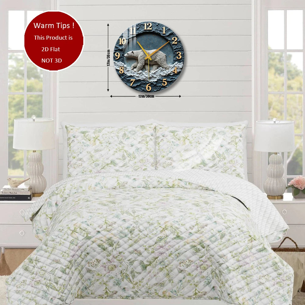 Tempered Glass Wall Clock Polar Bear