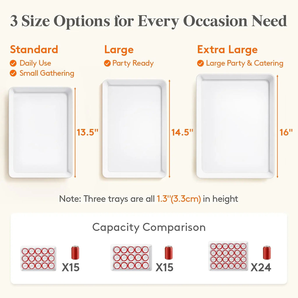 4-Piece White Plastic Serving Trays