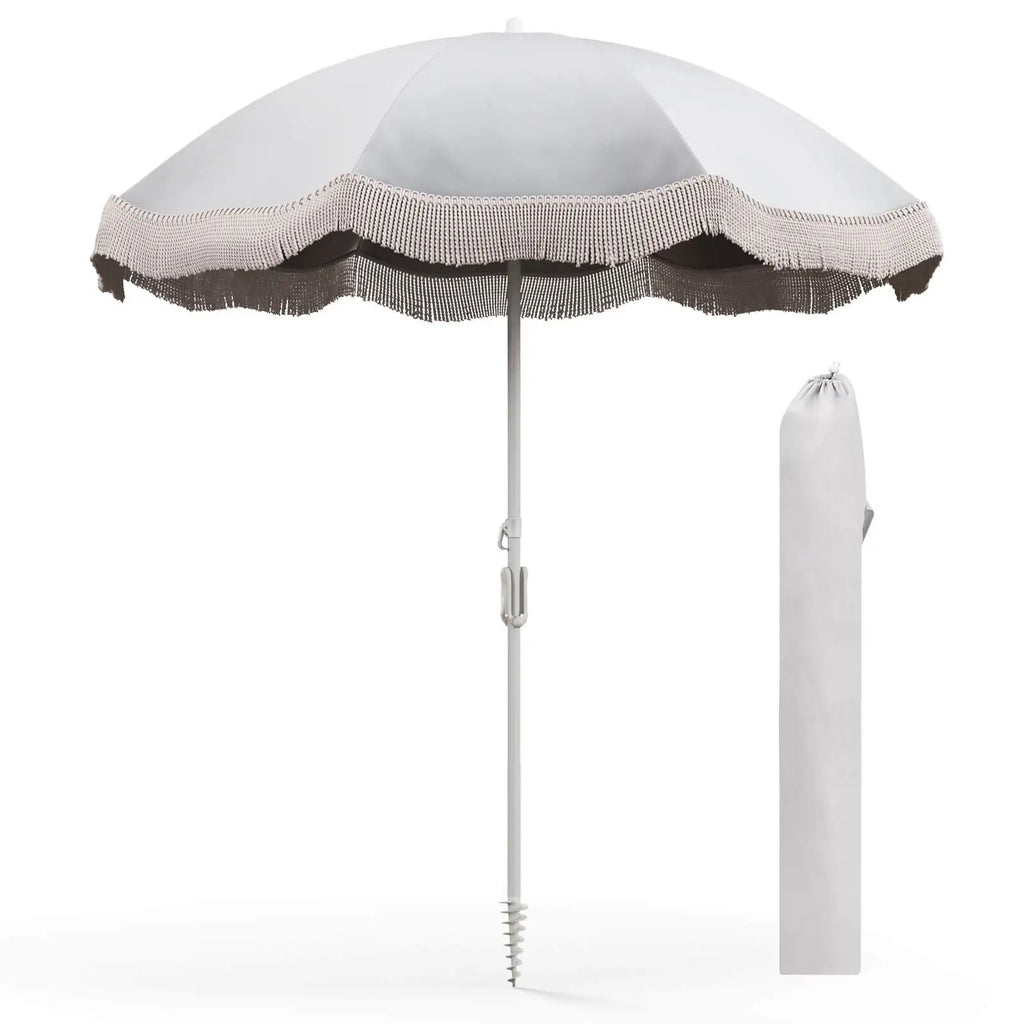 6.5 FT Outdoor Fringe Patio Umbrella