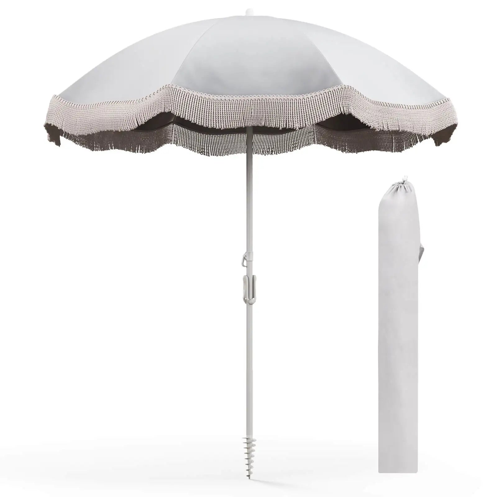 6.5 FT Outdoor Fringe Patio Umbrella