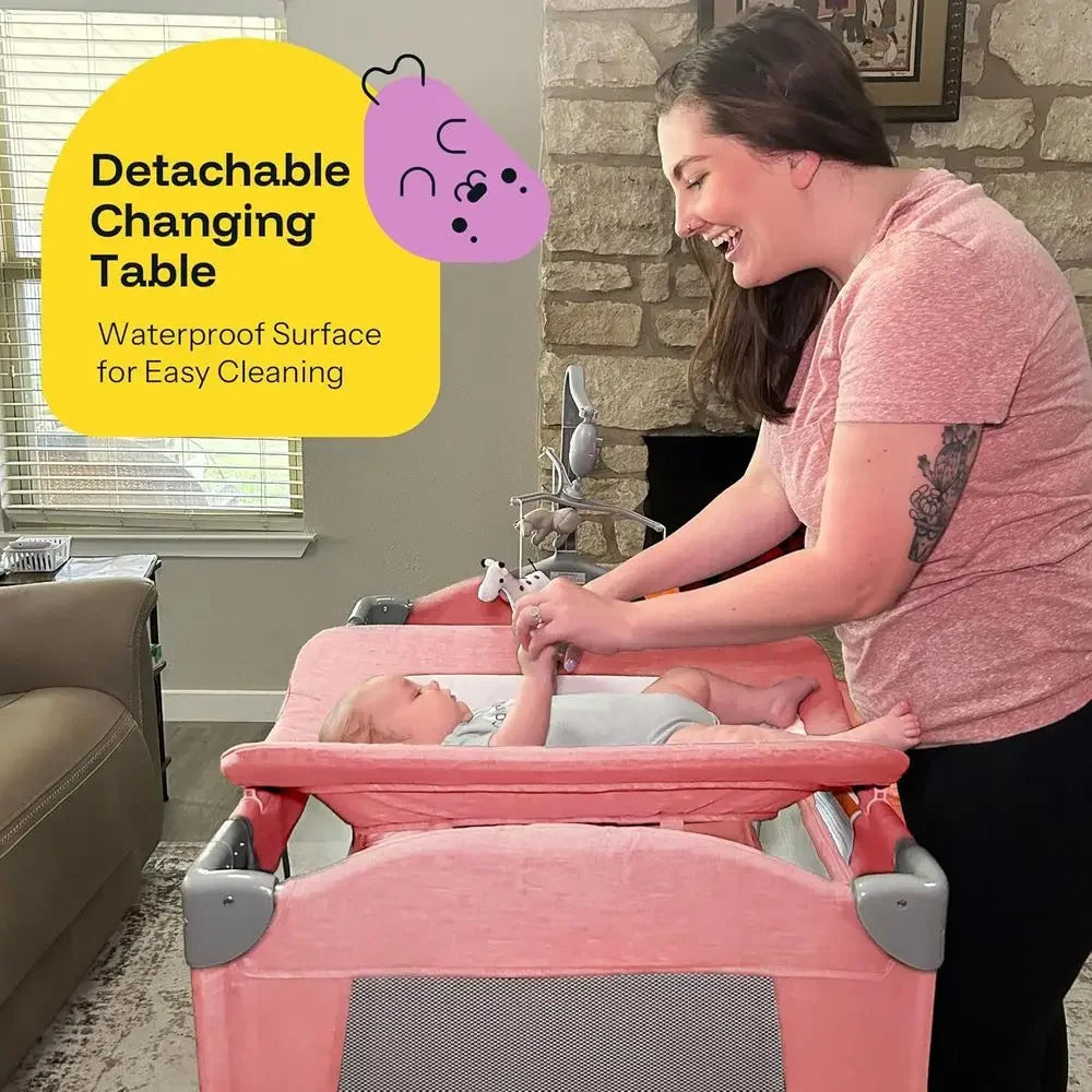 Portable 6-in-1 Baby Play Yard With Crib