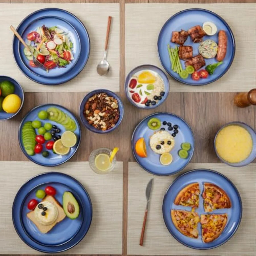 Blue Stoneware Dinnerware Set 12 pcs