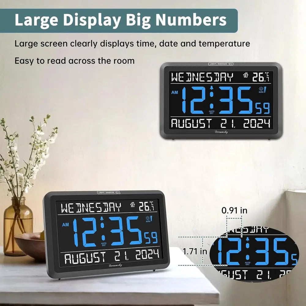 Large Digital Clock with Date