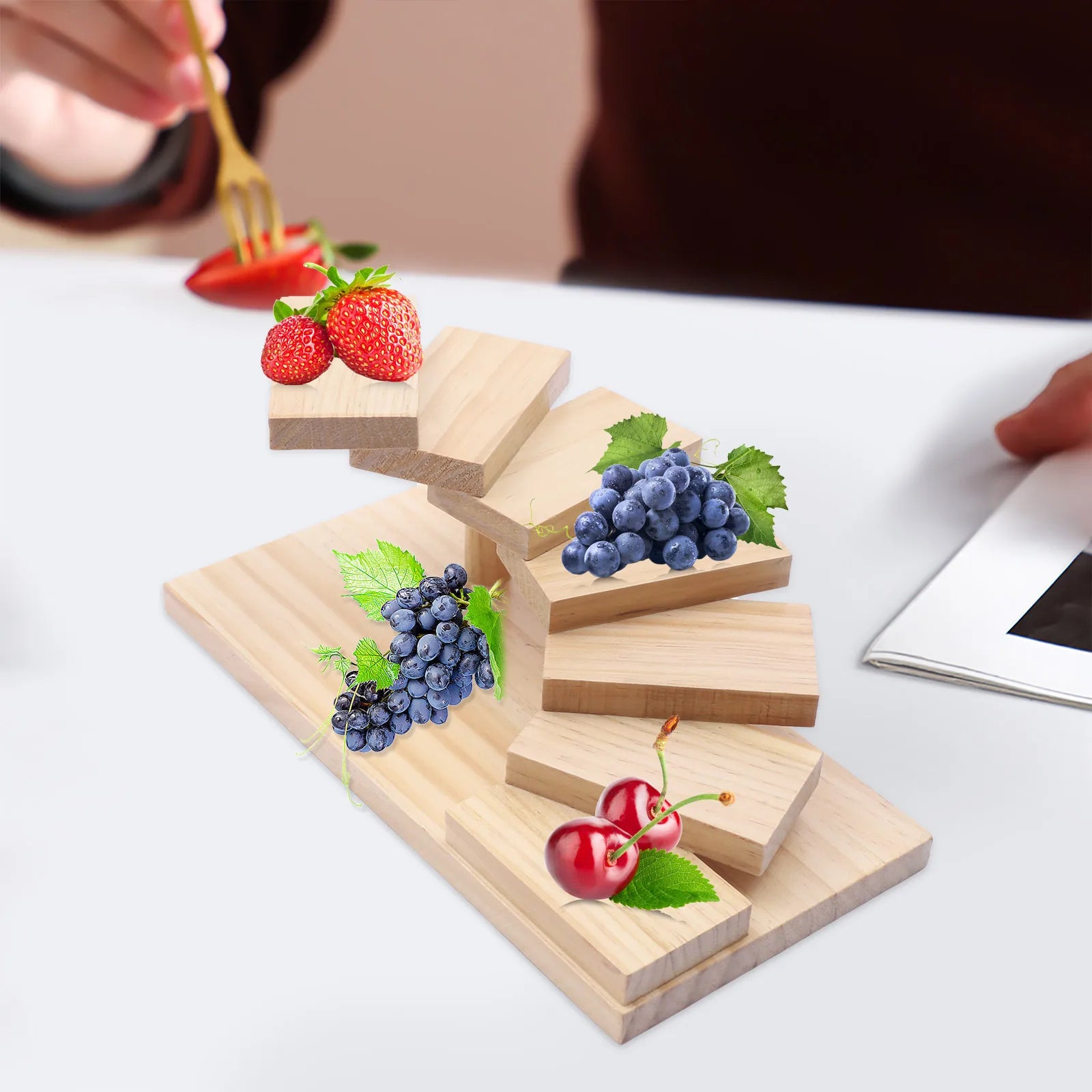 Wooden 7-Step Staircase Sushi Rack Tabletop