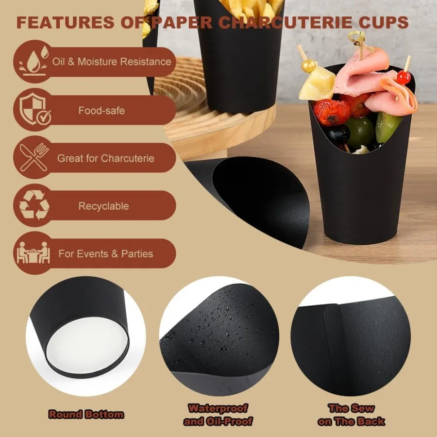 12 oz Disposable Black Charcuterie Cups