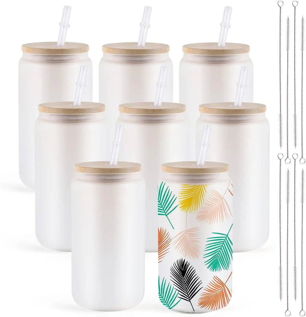 Tumblers With Bamboo Lids & Straws