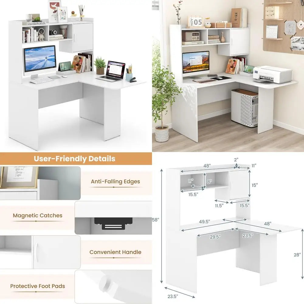L Shaped Desk with Hutch