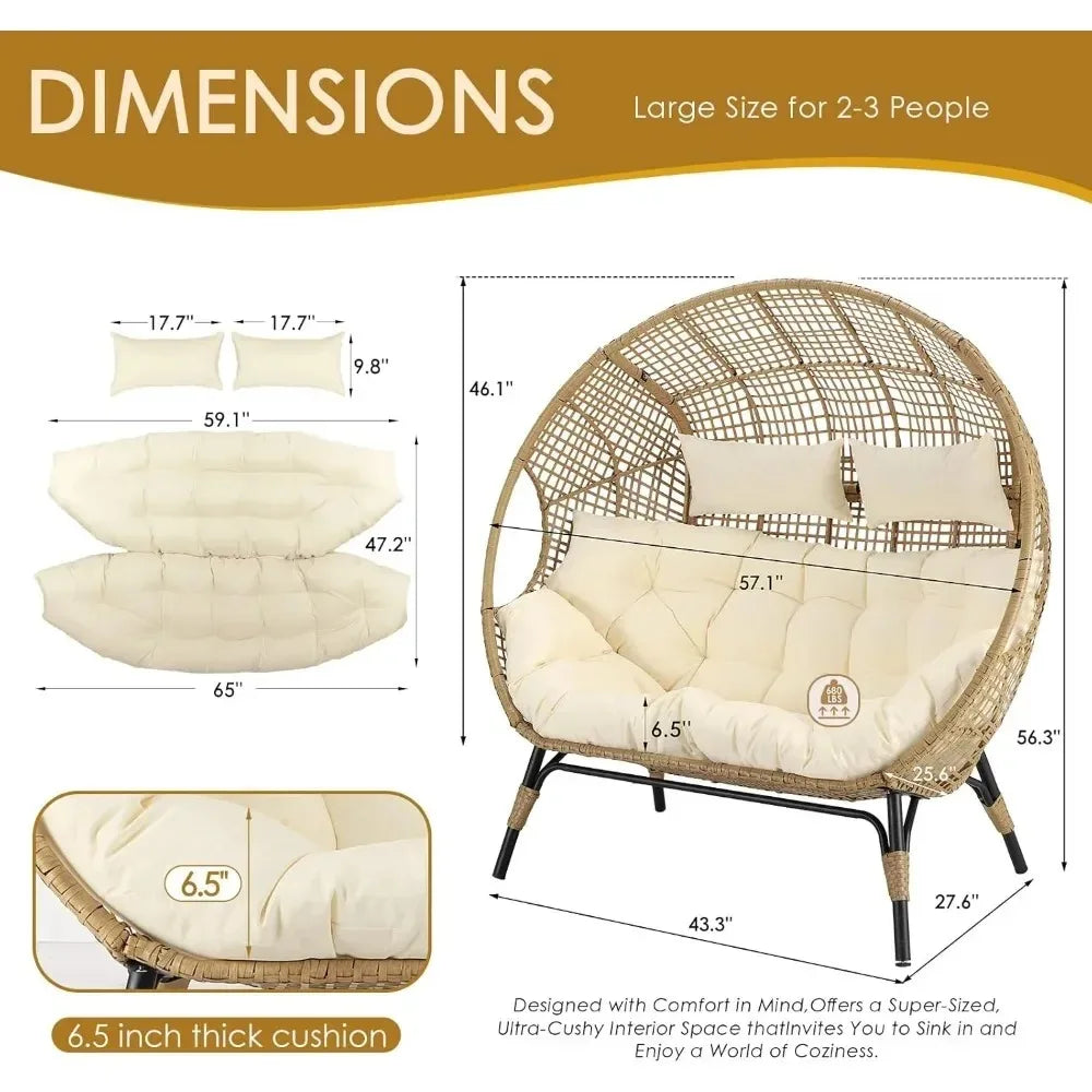 Lounge Chairs-Double Egg Chair Indoor Outdoor