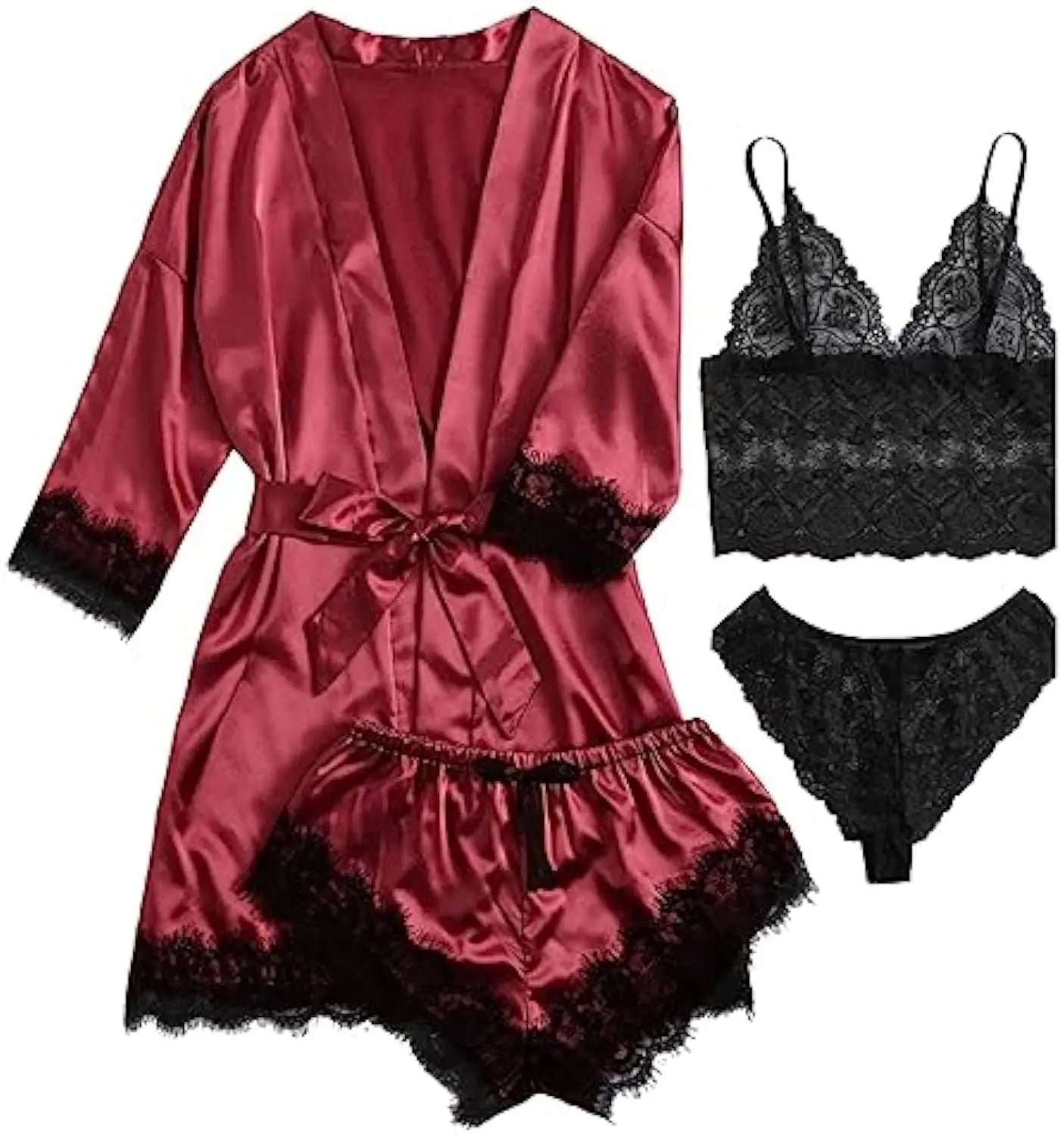Sexy Satin Lace Lingerie Set