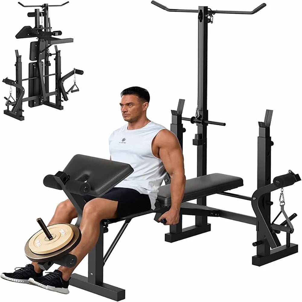 7 IN 1 Weight Bench Set with Squat Rack