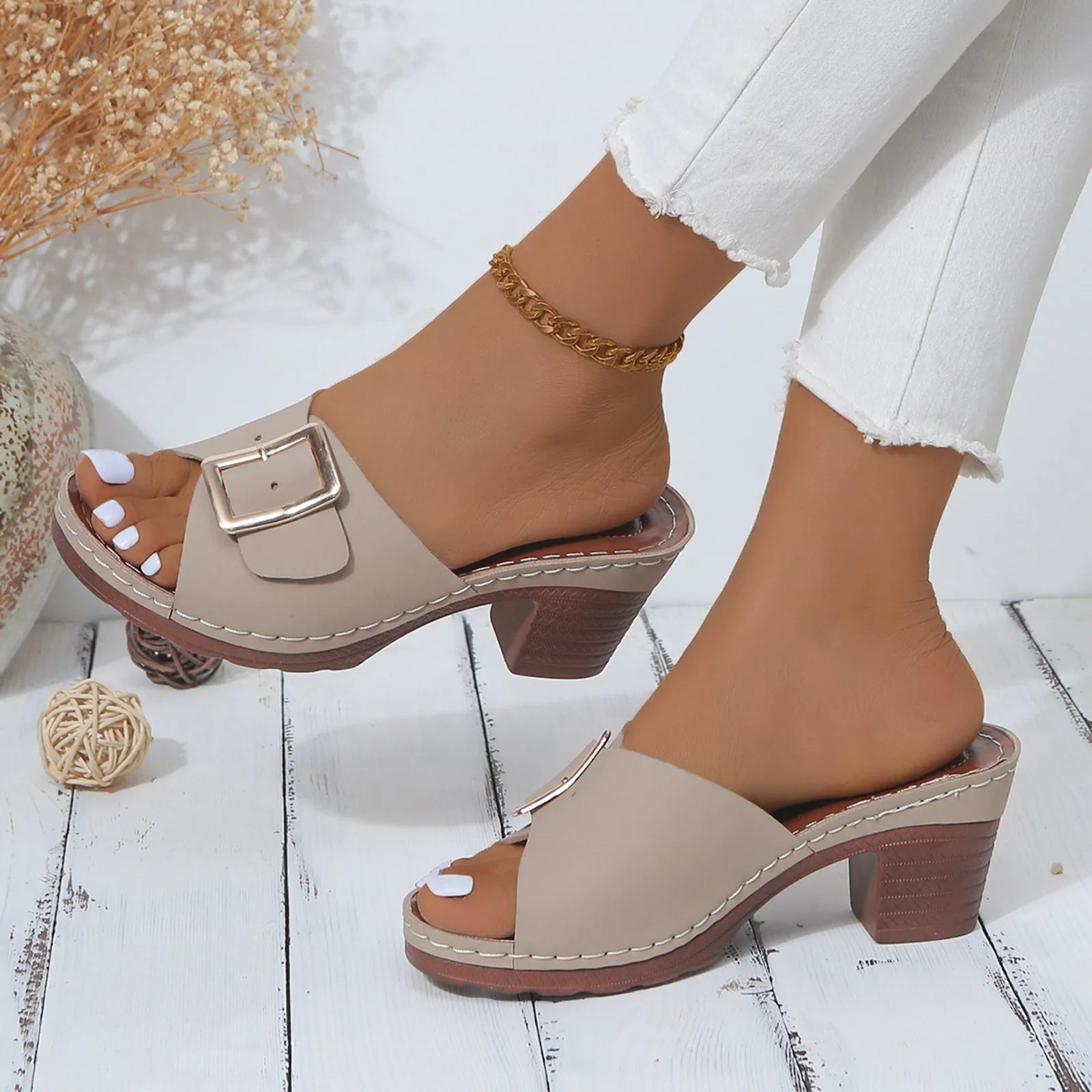Square Heel Toe Sandals