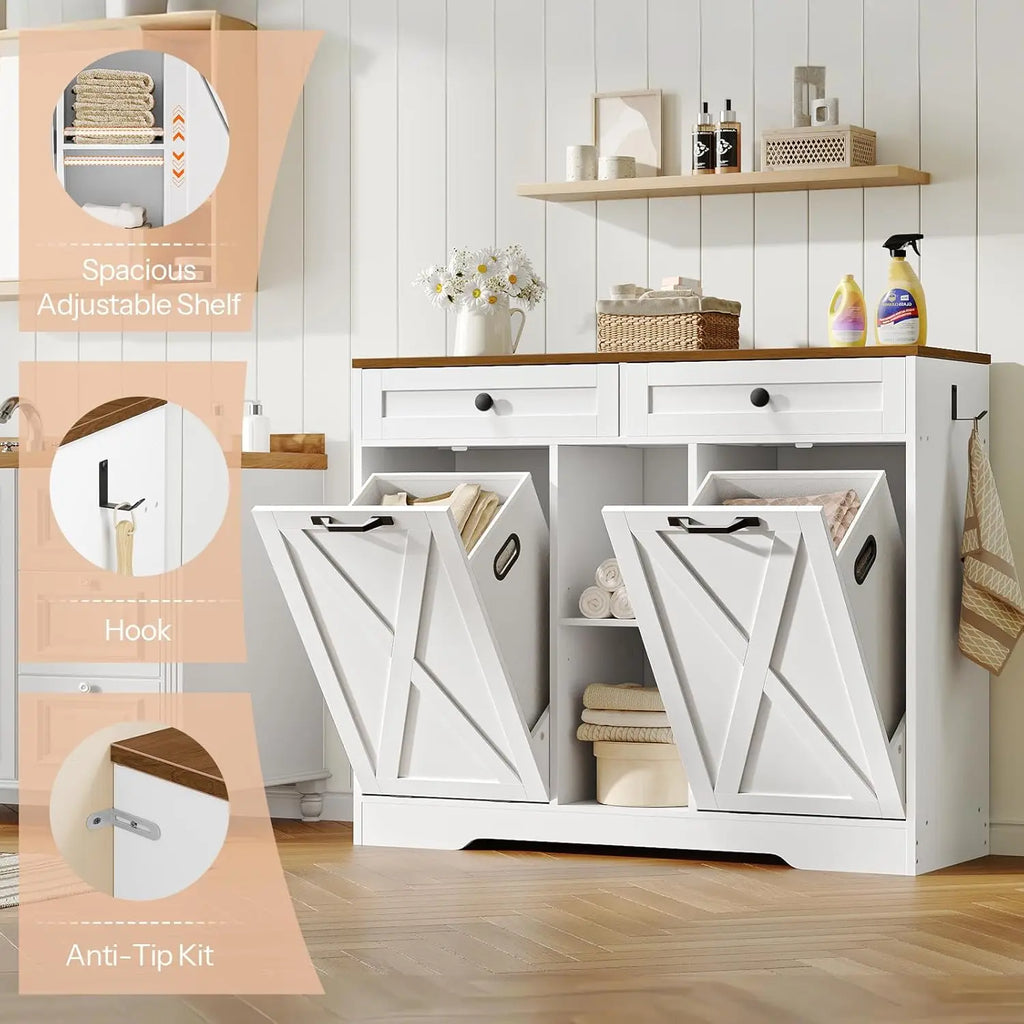 Double Tilt Out Laundry Hamper Cabinet