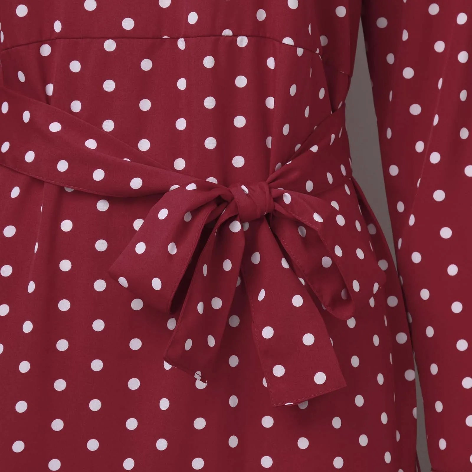 Polka Dot Dress Ruffle Belted
