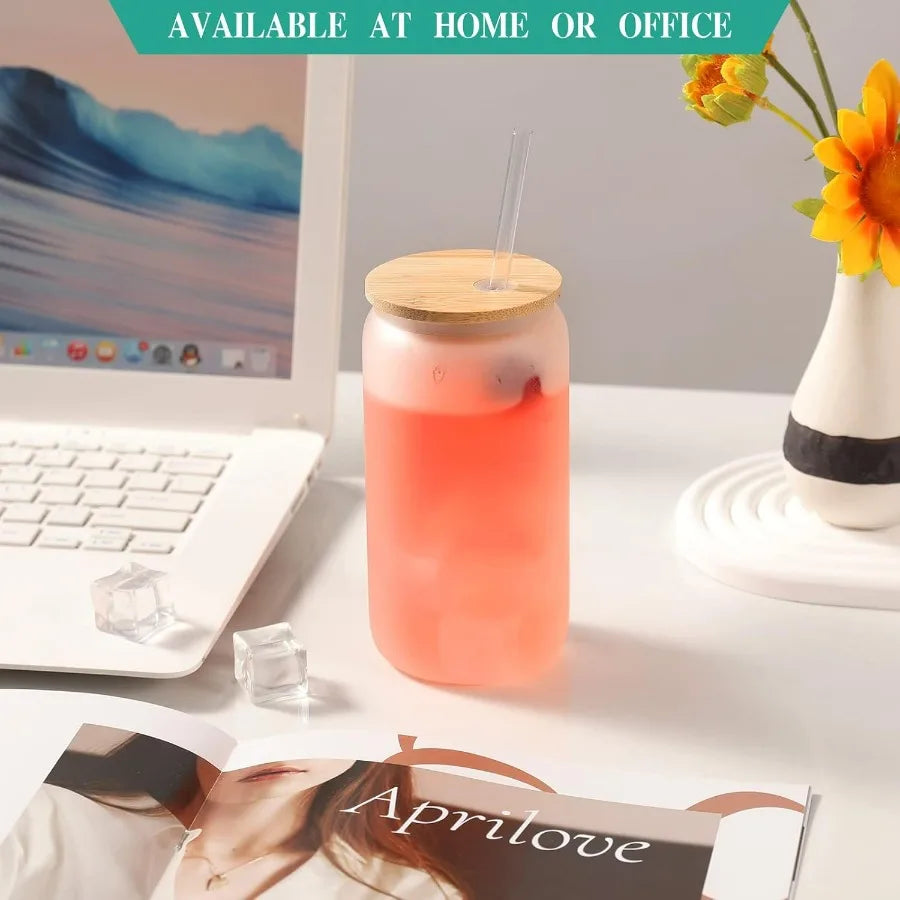 Travel Cups With Bamboo Lids & Straws