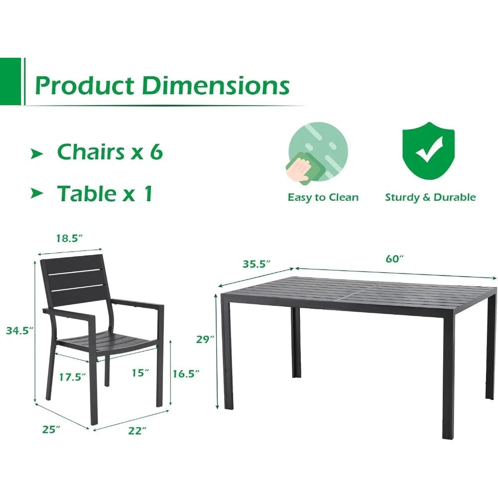 7 Piece  60" x 36" Table and Stackable Chairs