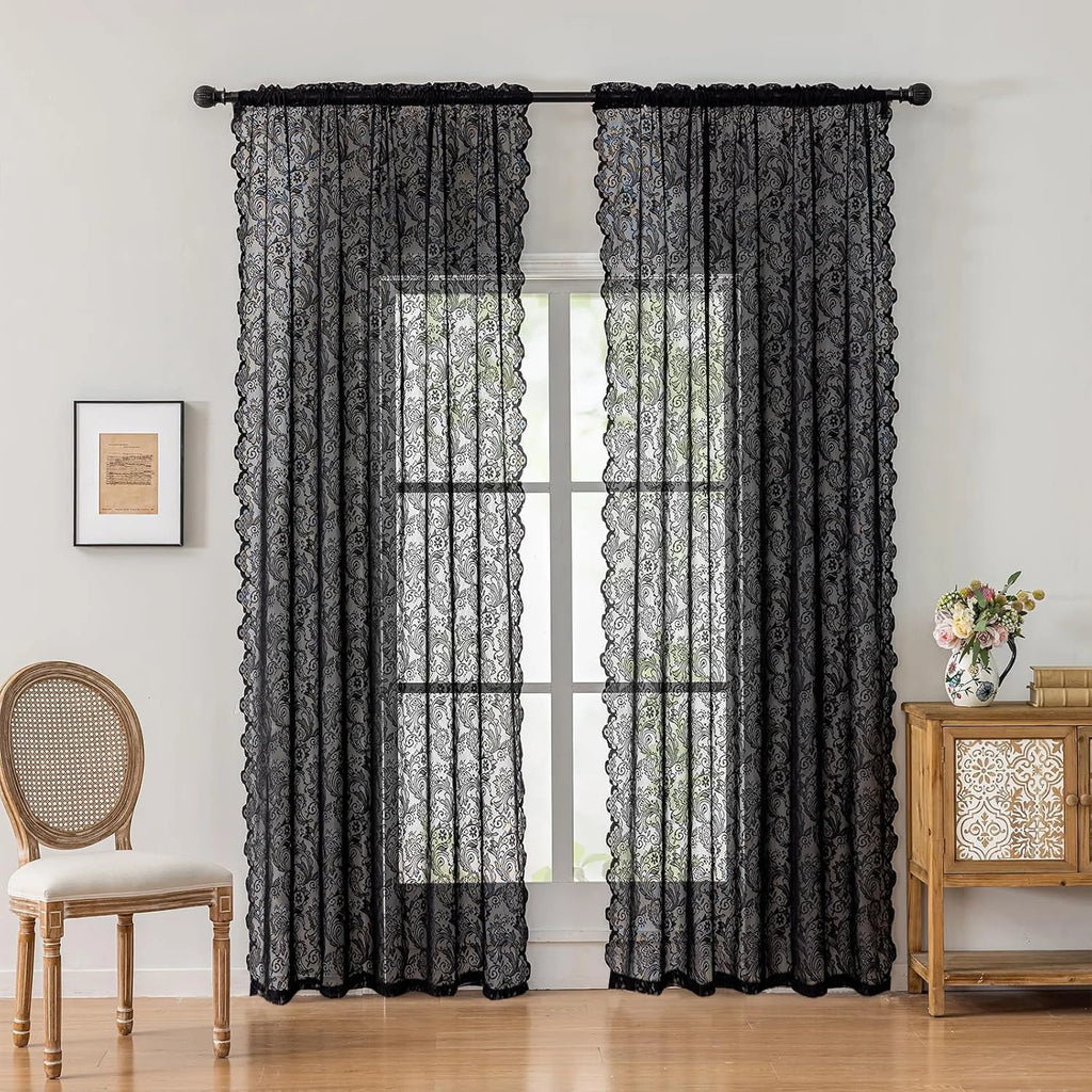 Elegant Phoenix Tail Lace Chiffon Curtain