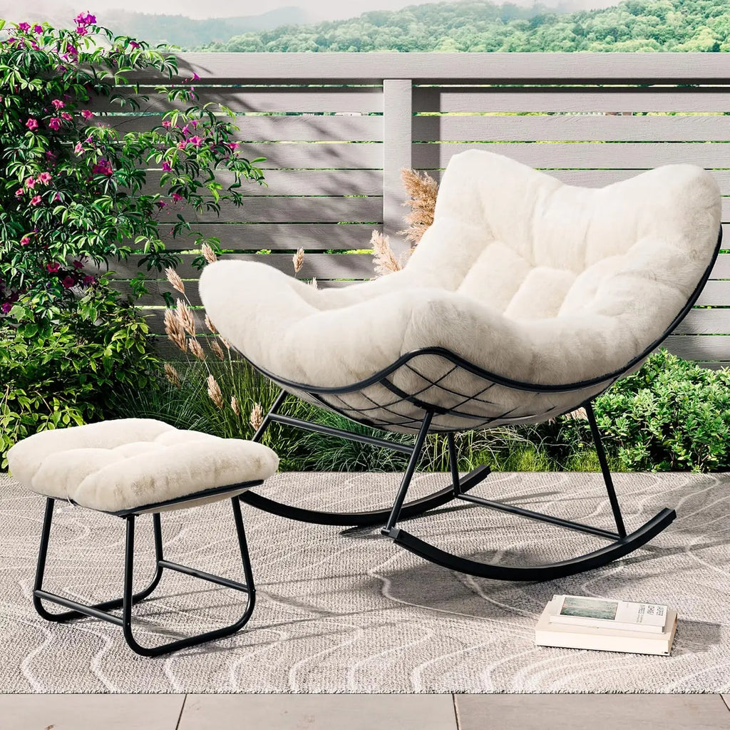 Patio Lounge Chair Rattan Egg Rocker