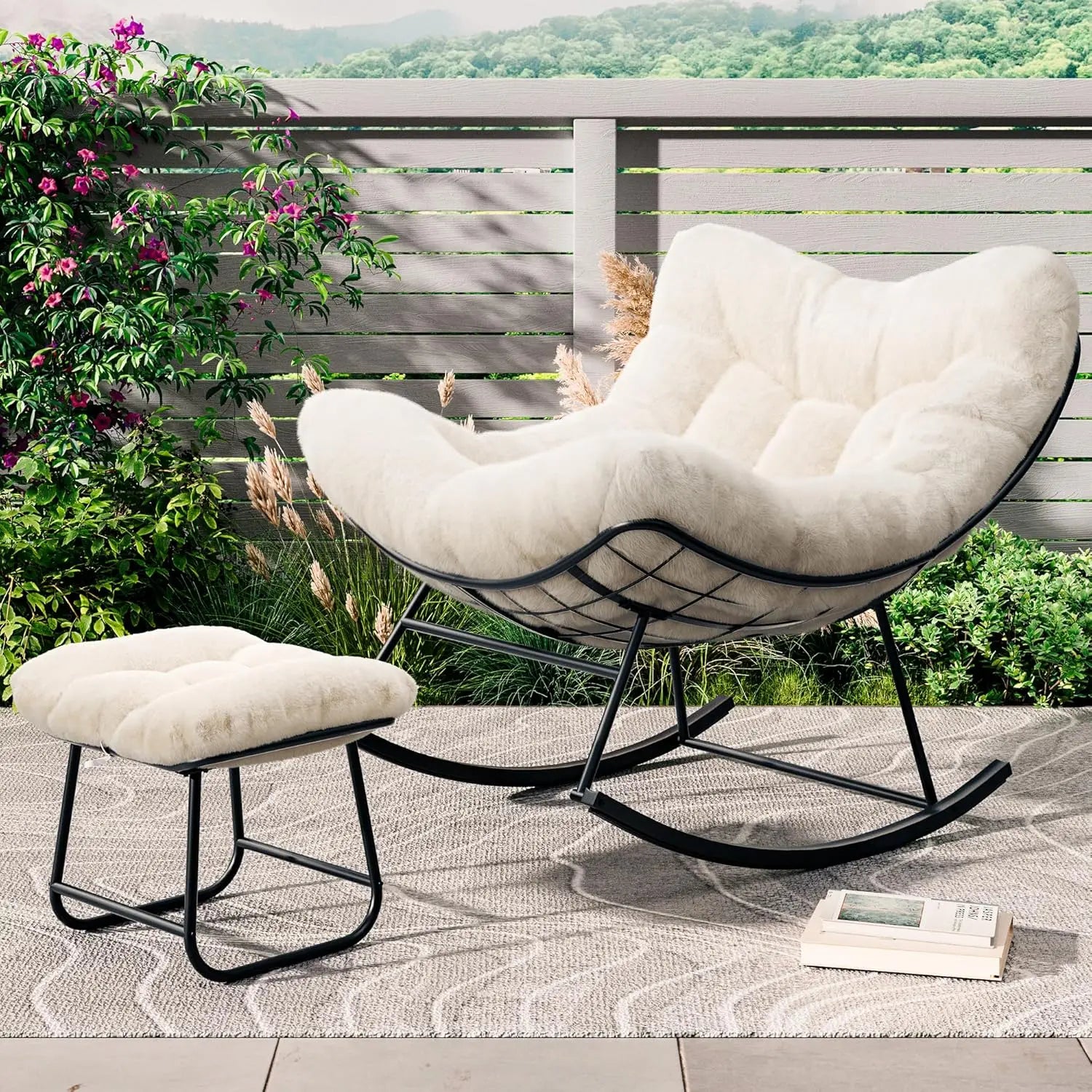 Patio Lounge Chair Rattan Egg Rocker