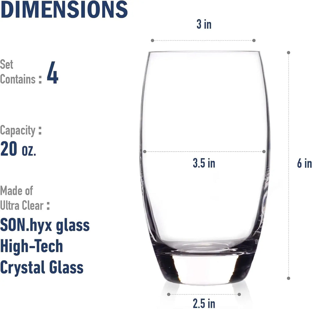 Set of 4 Lead-Free Crystal Tall Tumblers