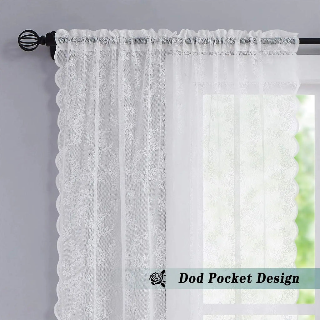 Vintage Lace Floral Chiffon Curtains