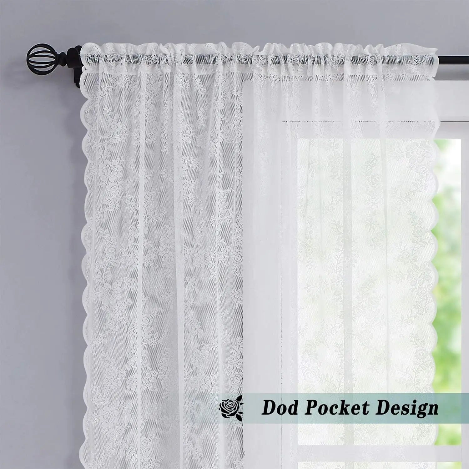 Vintage Lace Floral Chiffon Curtains