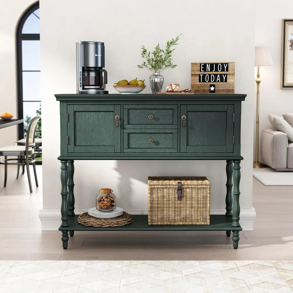 Retro Console Table with 2 Drawers & Cabinets