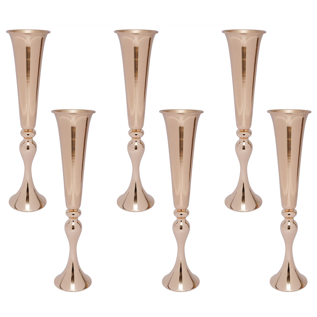 6 PCS - Gold Trumpet Vases
