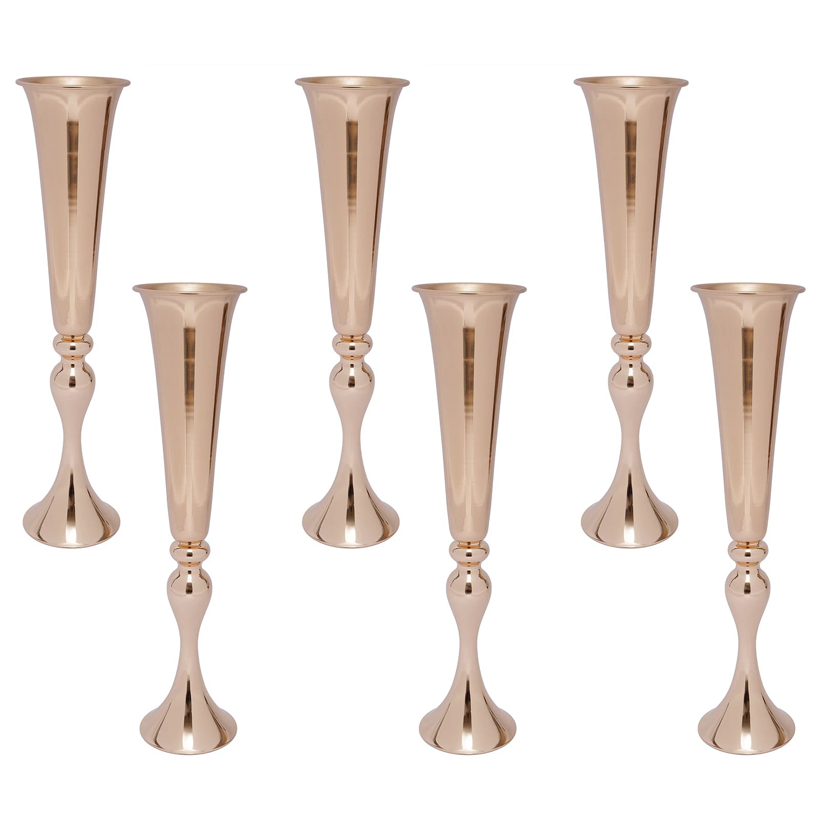 6 PCS - Gold Trumpet Vases