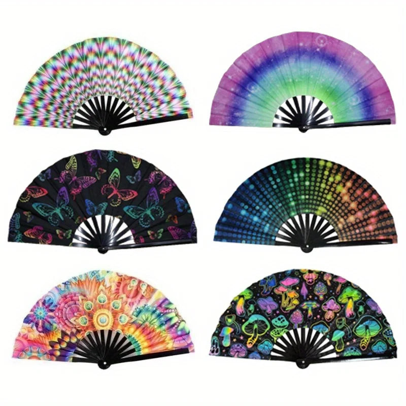 Folding Fan Bright Color Rainbow