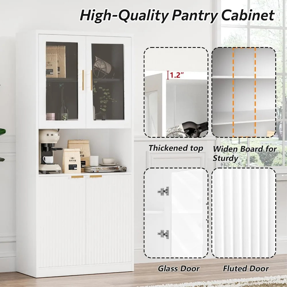71" Tall Kitchen Pantry Cabinet Set of 2