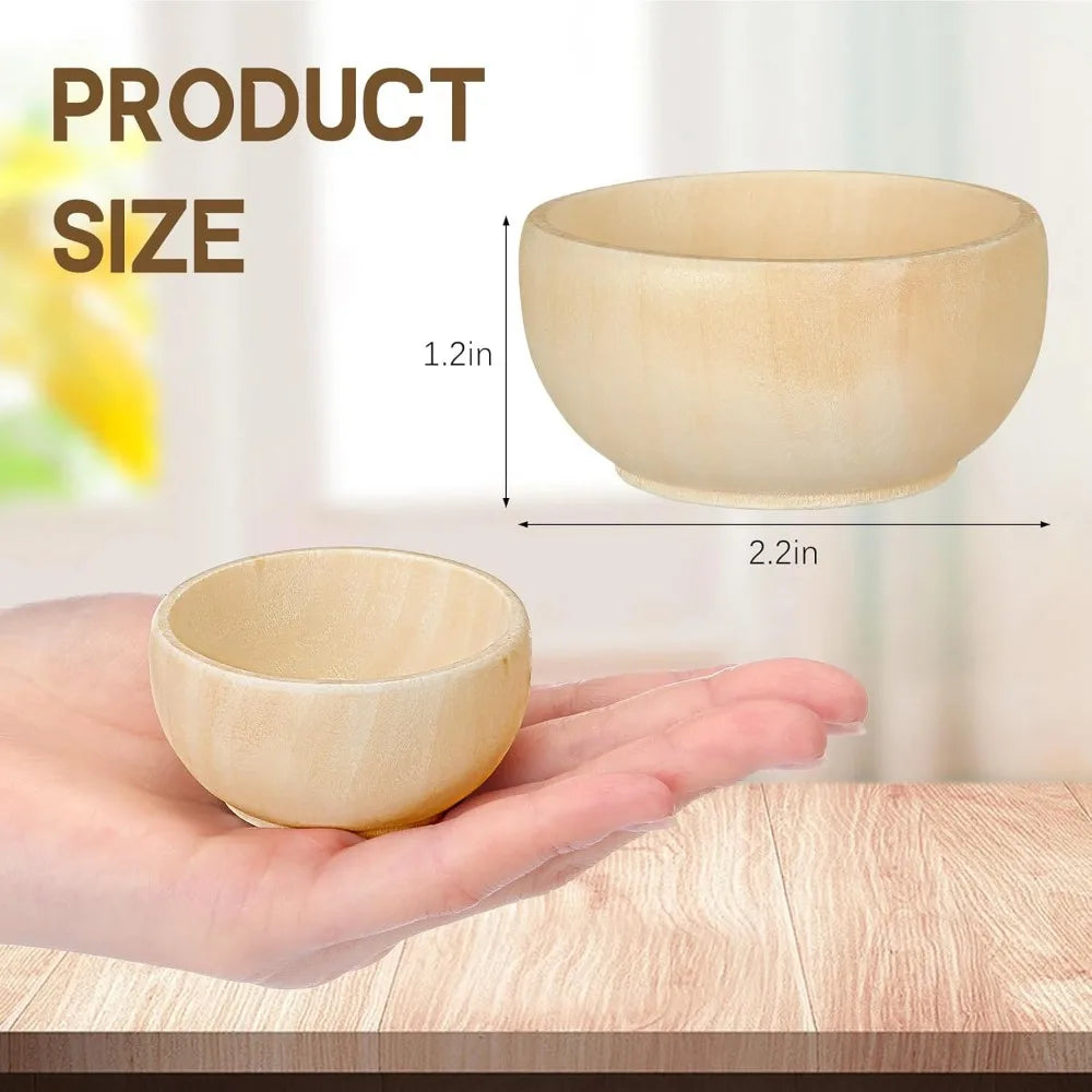 40 Pcs Unfinished Wooden Mini Bowls, 1.5 oz
