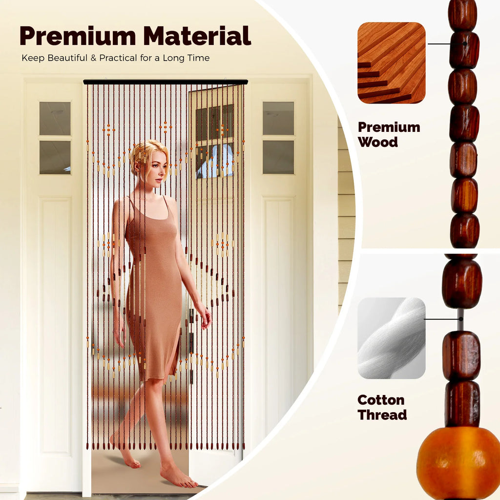 Retro Wooden Bead Curtain