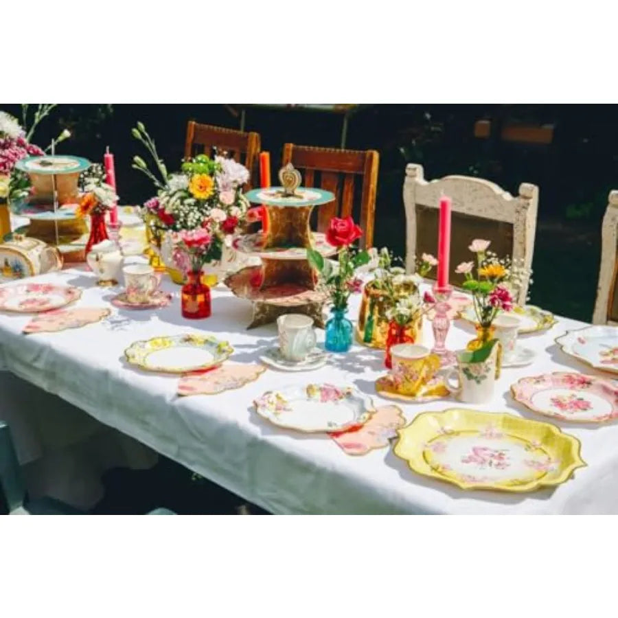 Vintage Paper Floral  Tea Cups & Saucer Set