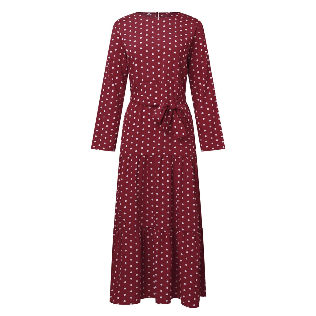 Polka Dot Dress Ruffle Belted